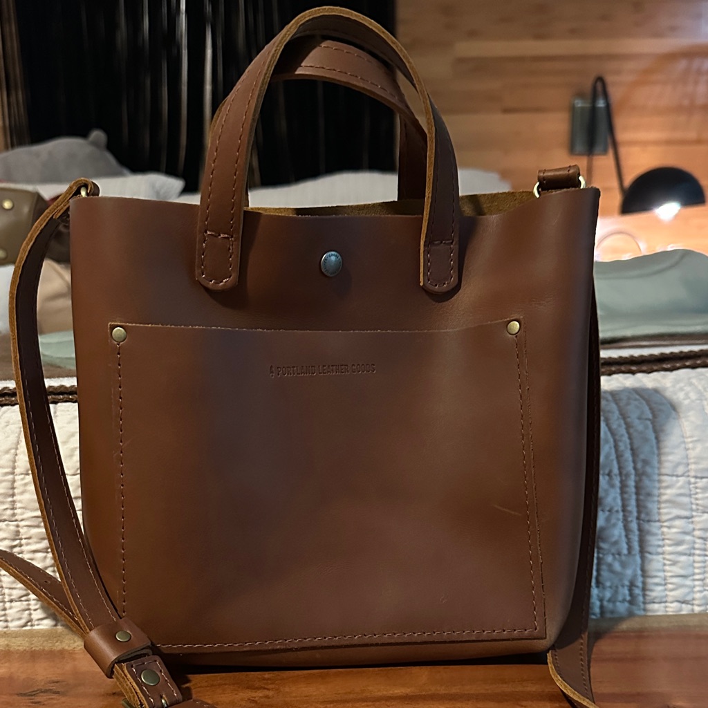 Portland Leather Mini Crossbody Tote Honey